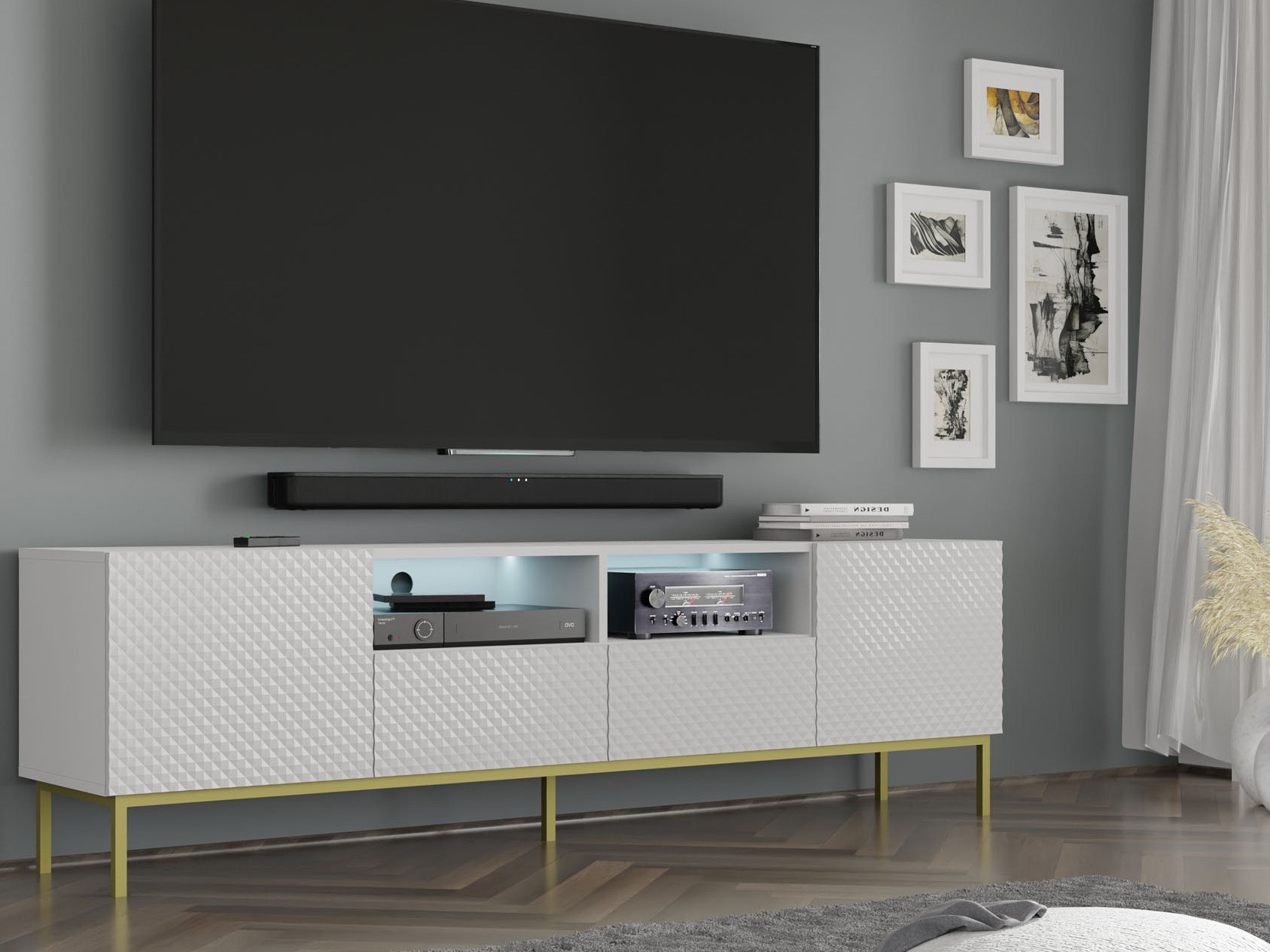 TV-meubel Buffalo 158 (Wit + Glanzend wit)