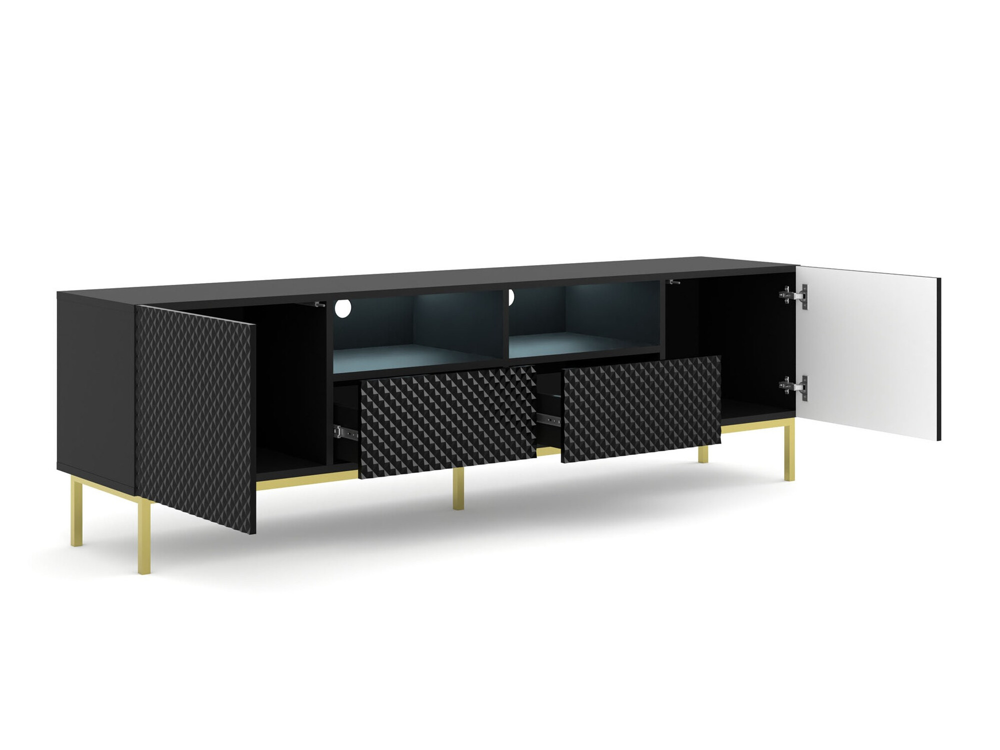 TV-meubel Buffalo 158 (Zwart + Glanzend zwart)