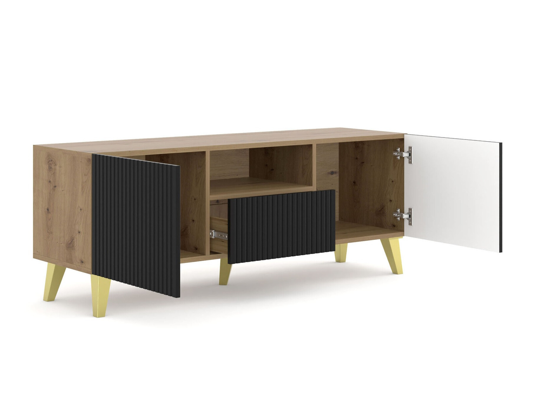 TV-meubel Etdela 100 (Artisan eiken + Zwart)