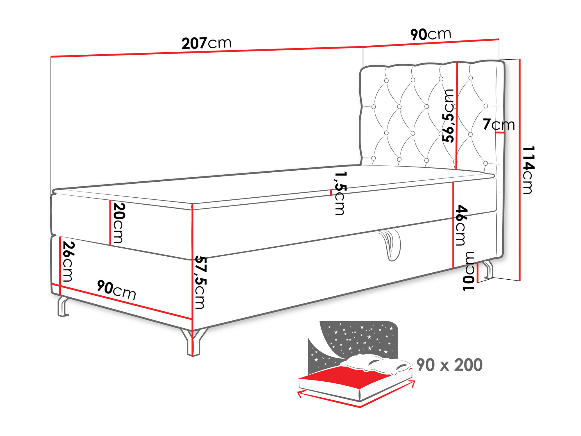 Boxspring Memphis 142 (Manila 16)