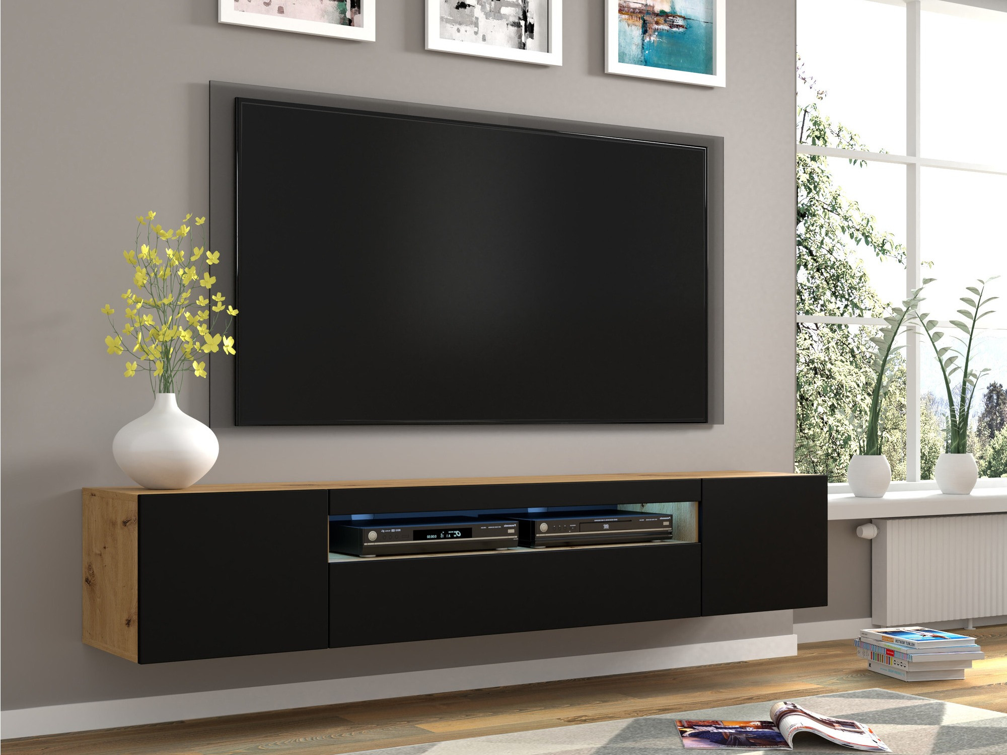 TV-meubel Morteo 104 (Artisan eiken + Zwart)