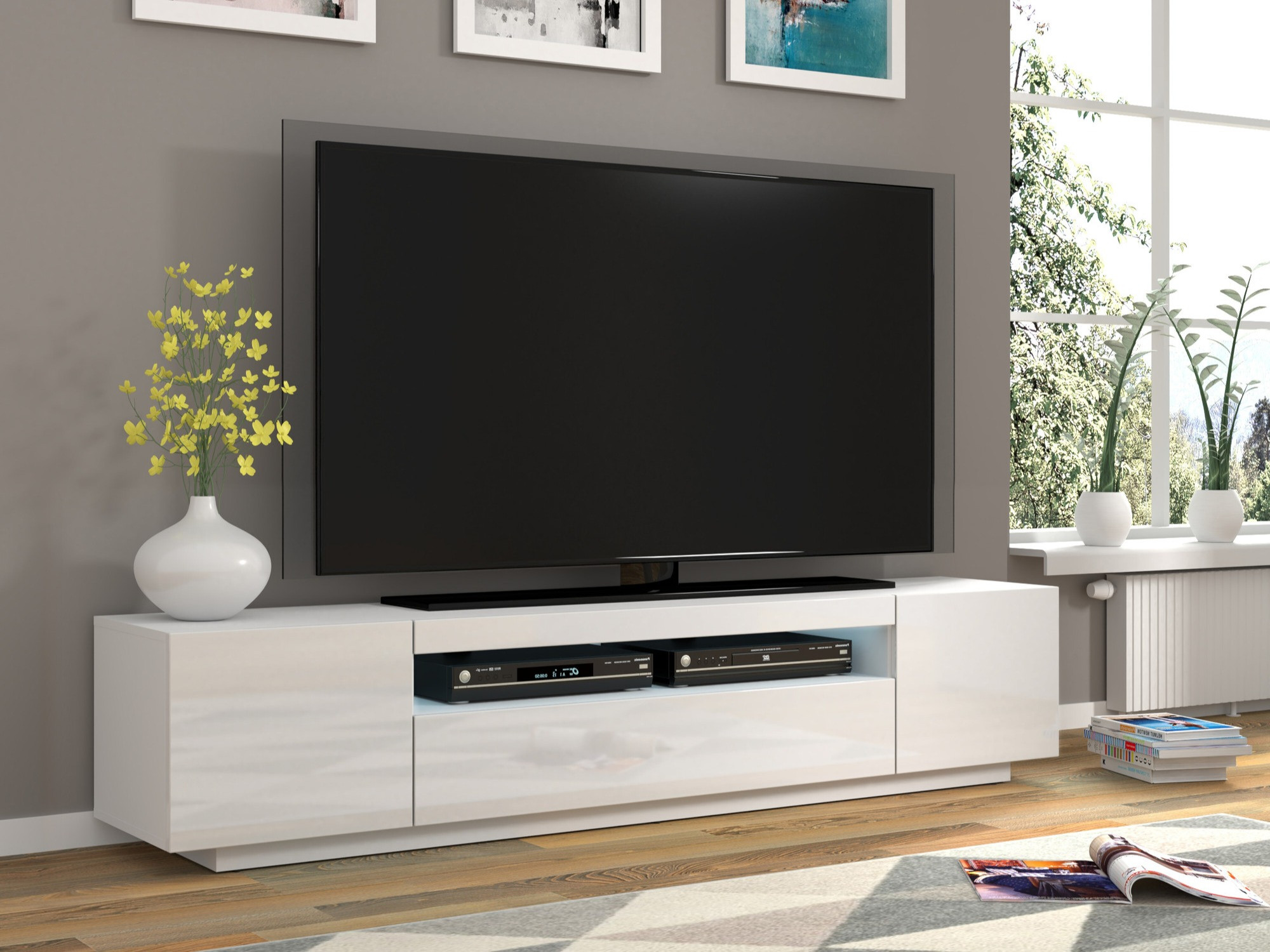 TV-meubel Morteo 104 (Wit + Glanzend wit)