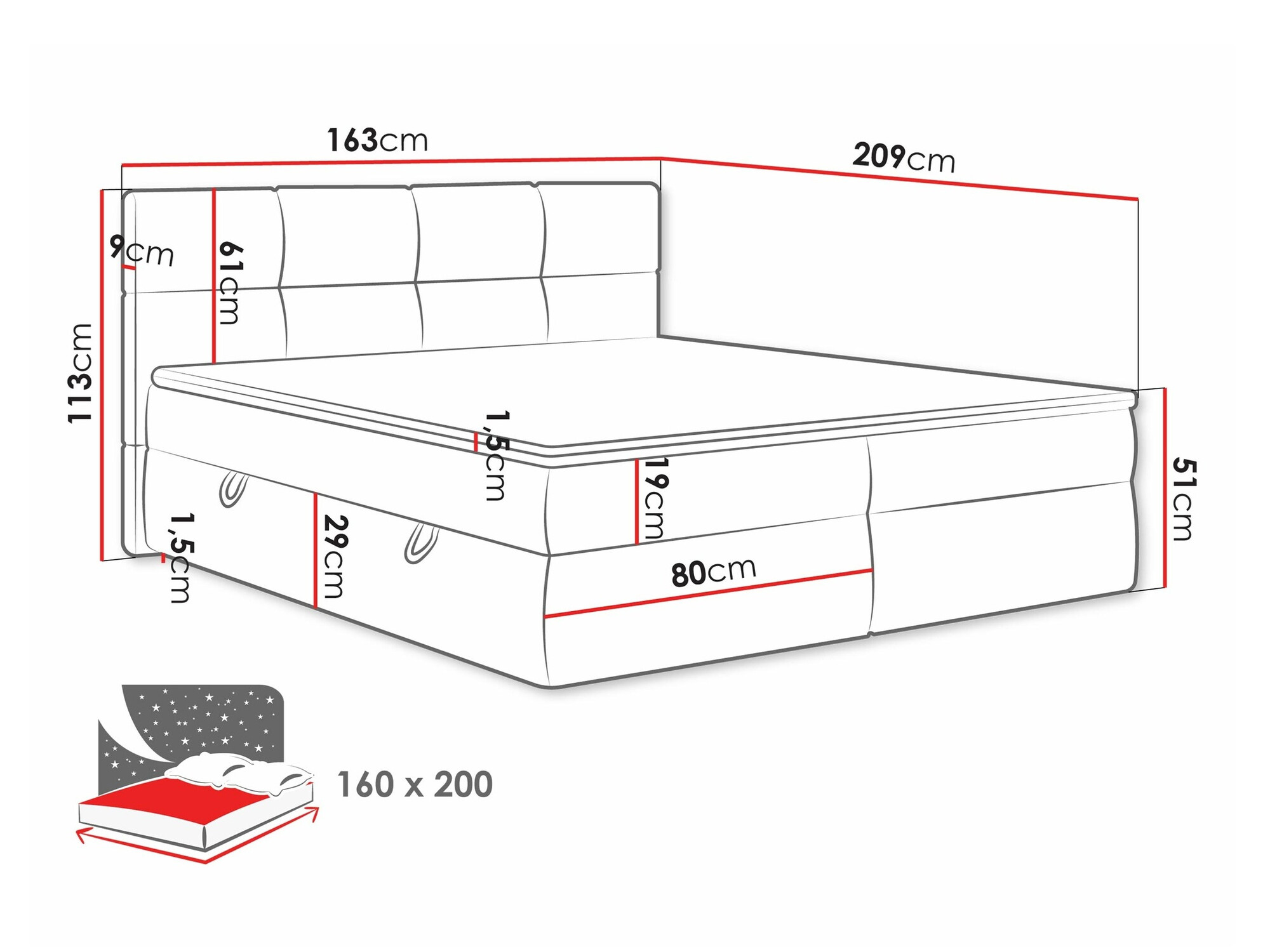 Boxspring ComfiDream 187 (Curio 93)