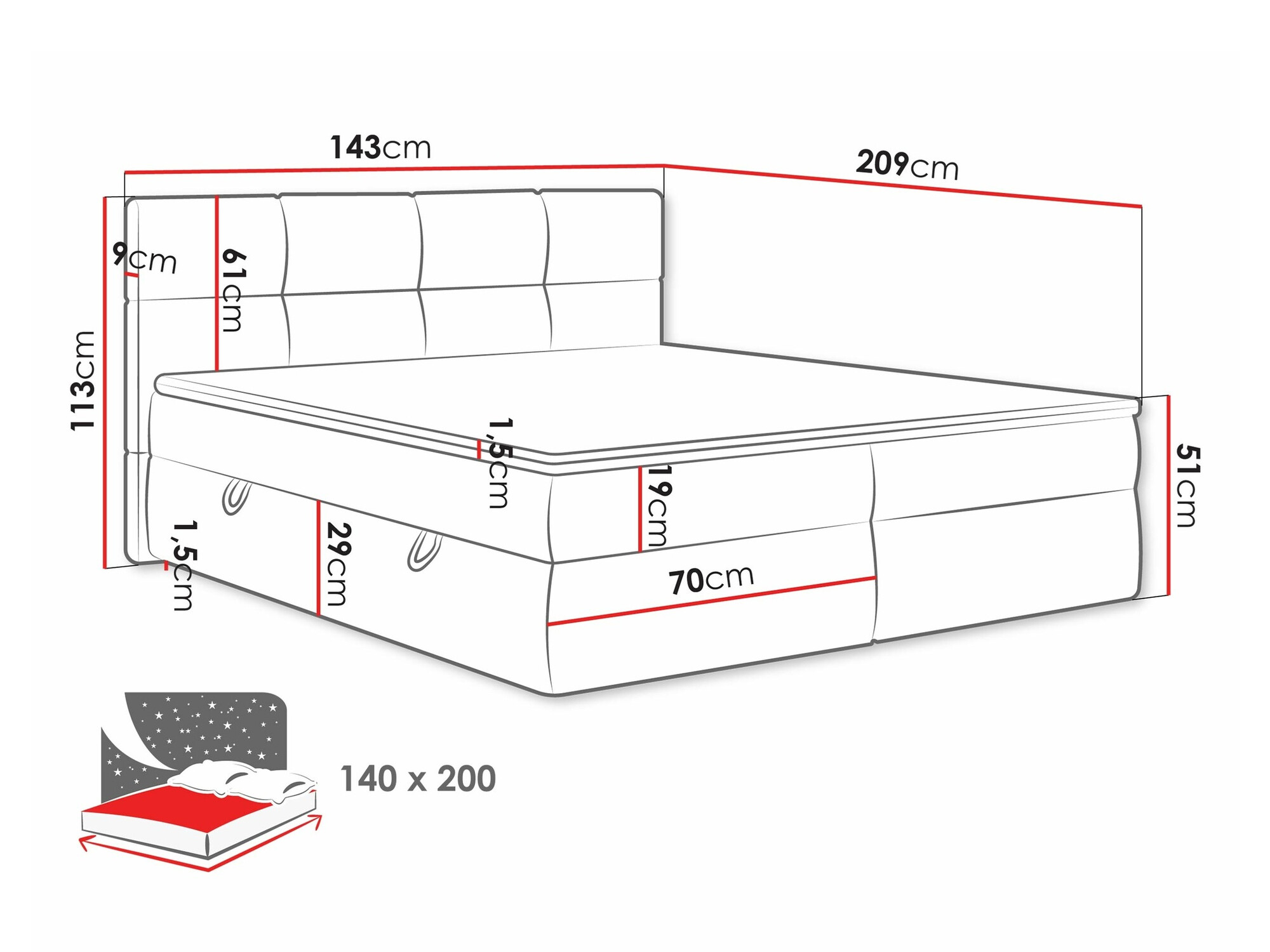 Boxspring ComfiDream Nivina (Curio 80)