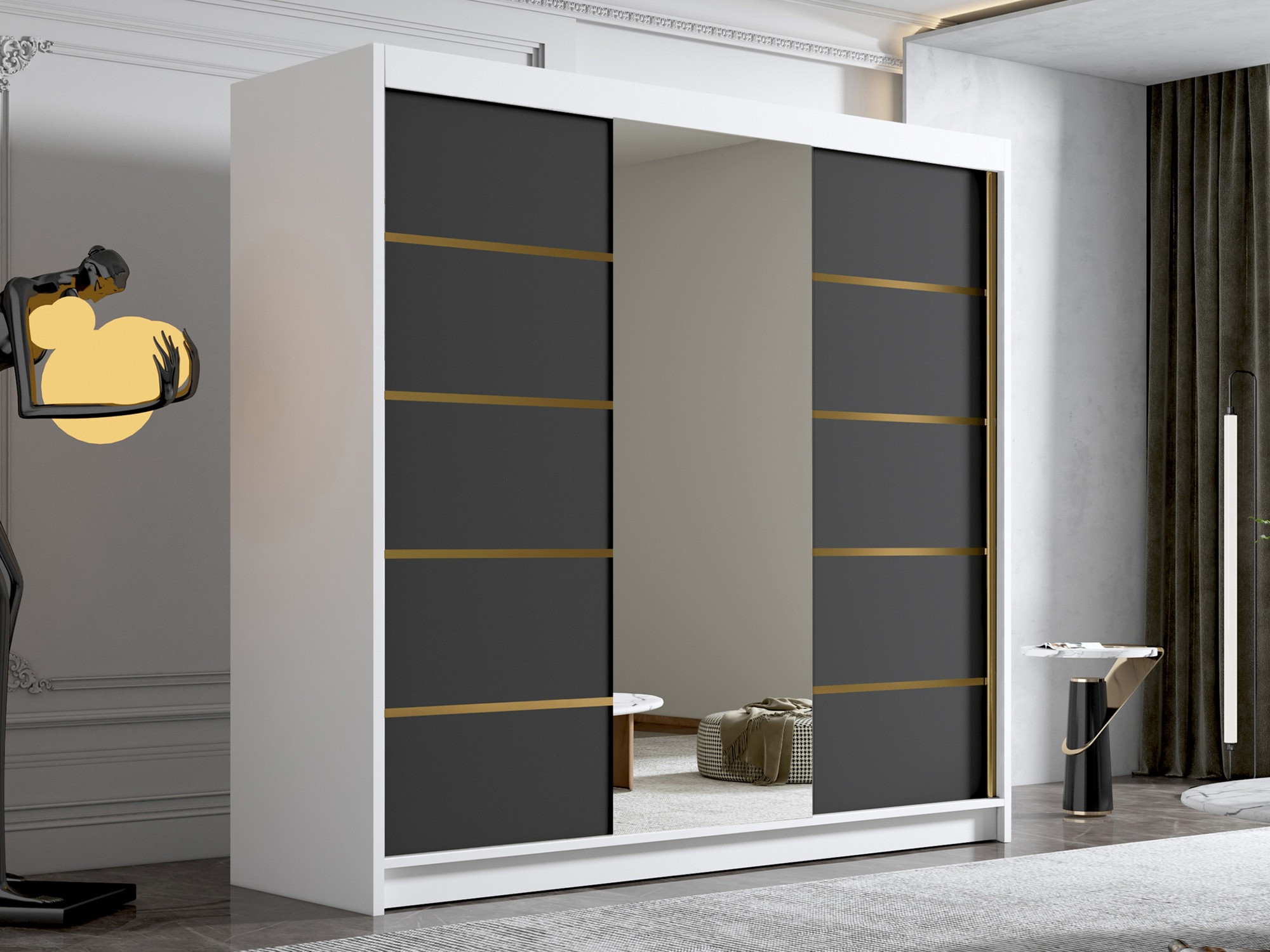 Kledingkast Closico Plenor VI (Wit + Zwart)