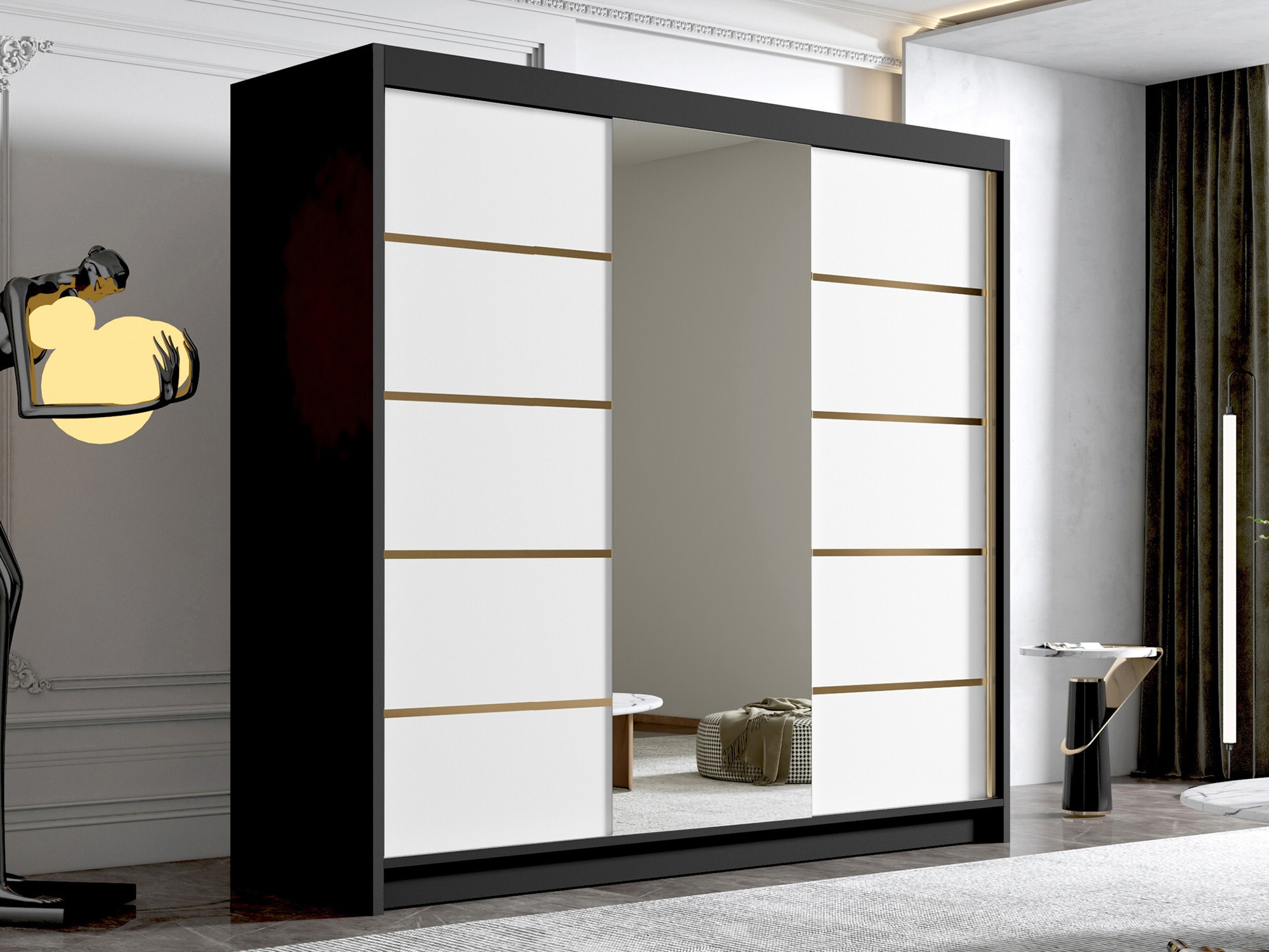 Kledingkast Closico Plenor VI (Zwart + Wit)
