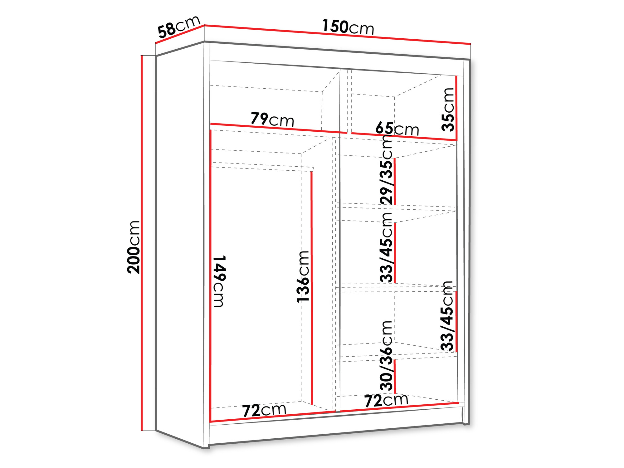 Kledingkast Closico Capsa III (Wit + Zwart)