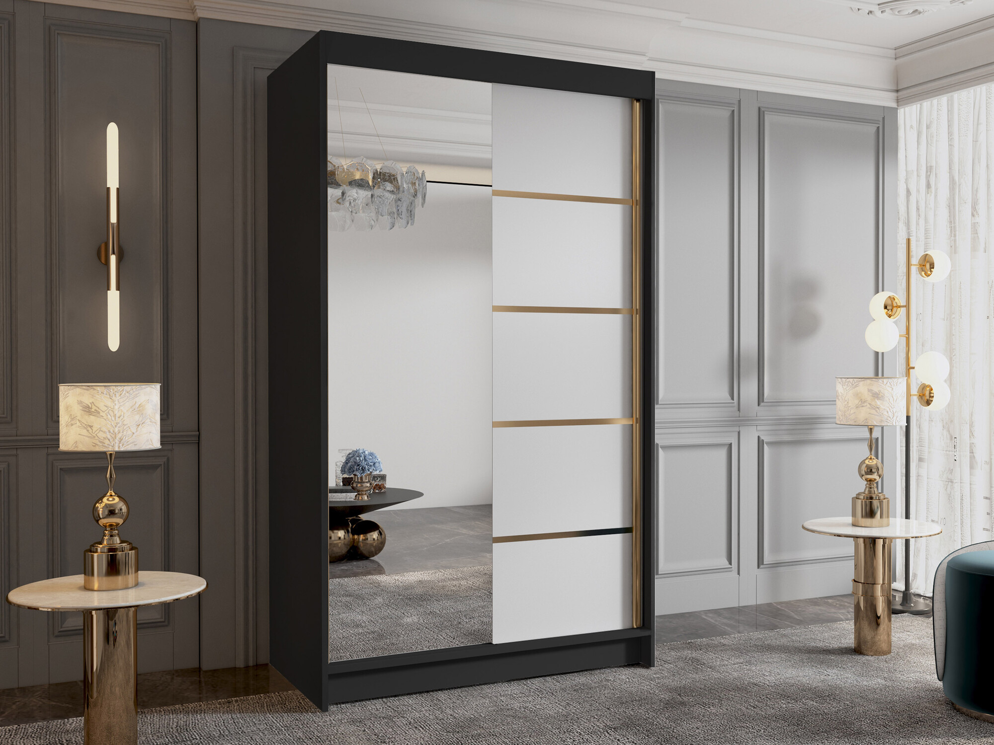 Kledingkast Closico Corden III (Zwart + Wit)