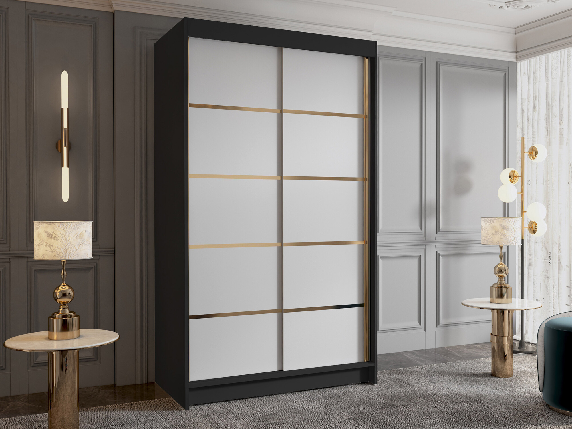 Kledingkast Closico Corden III (Zwart + Wit)
