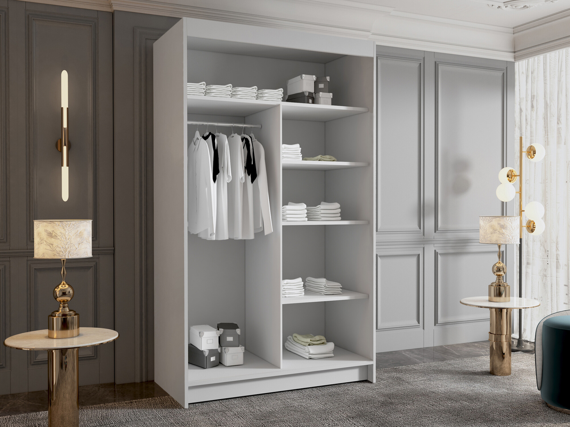 Kledingkast Closico Corden III (Zwart + Wit)