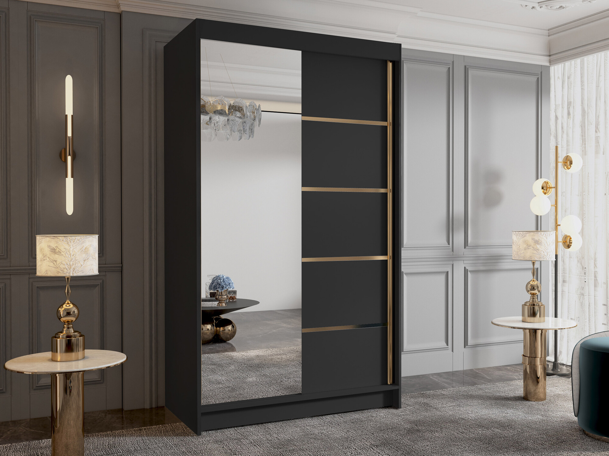 Kledingkast Closico Corden III (Zwart)