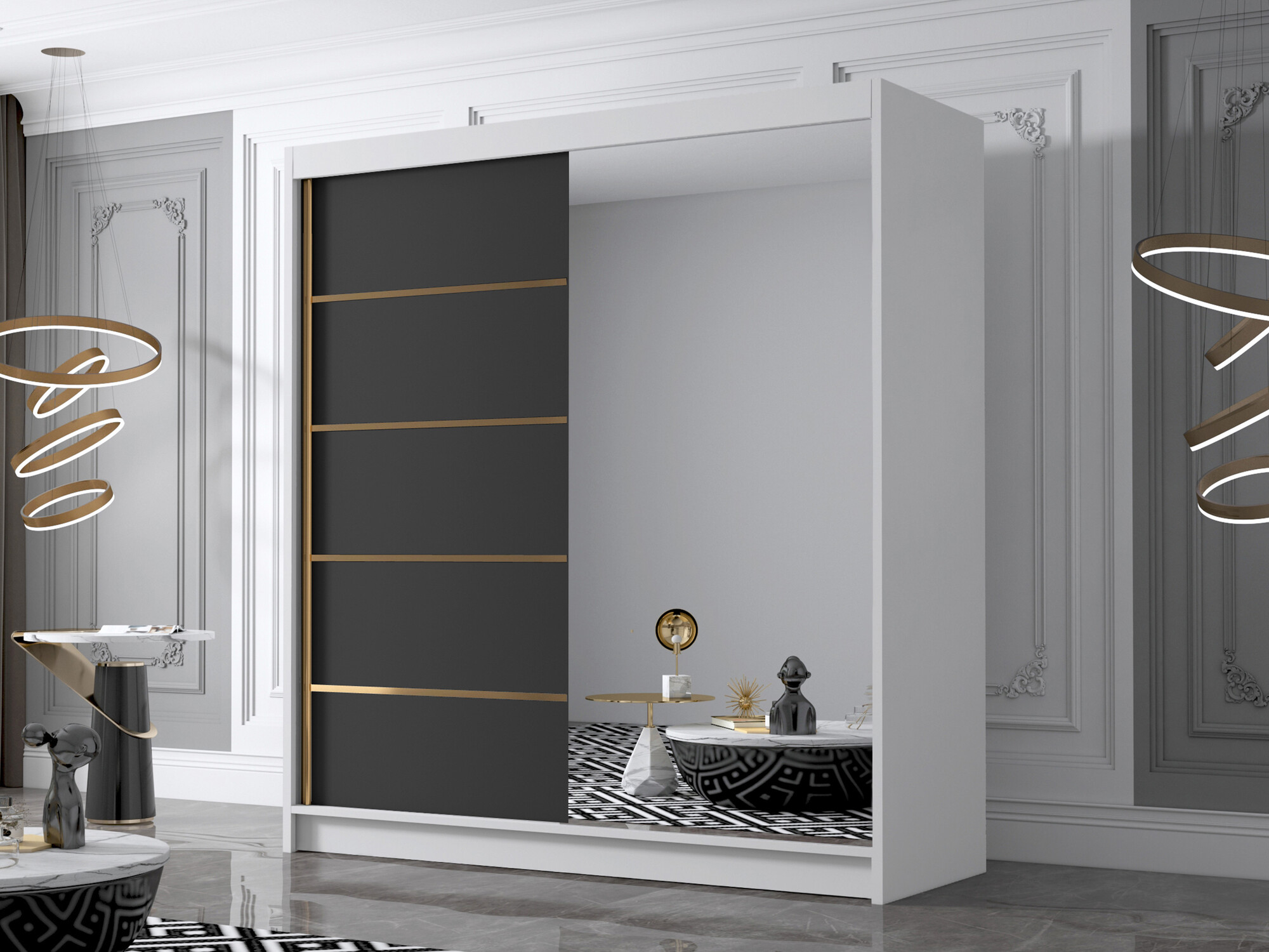 Kledingkast Closico Vallor III (Wit + Zwart)
