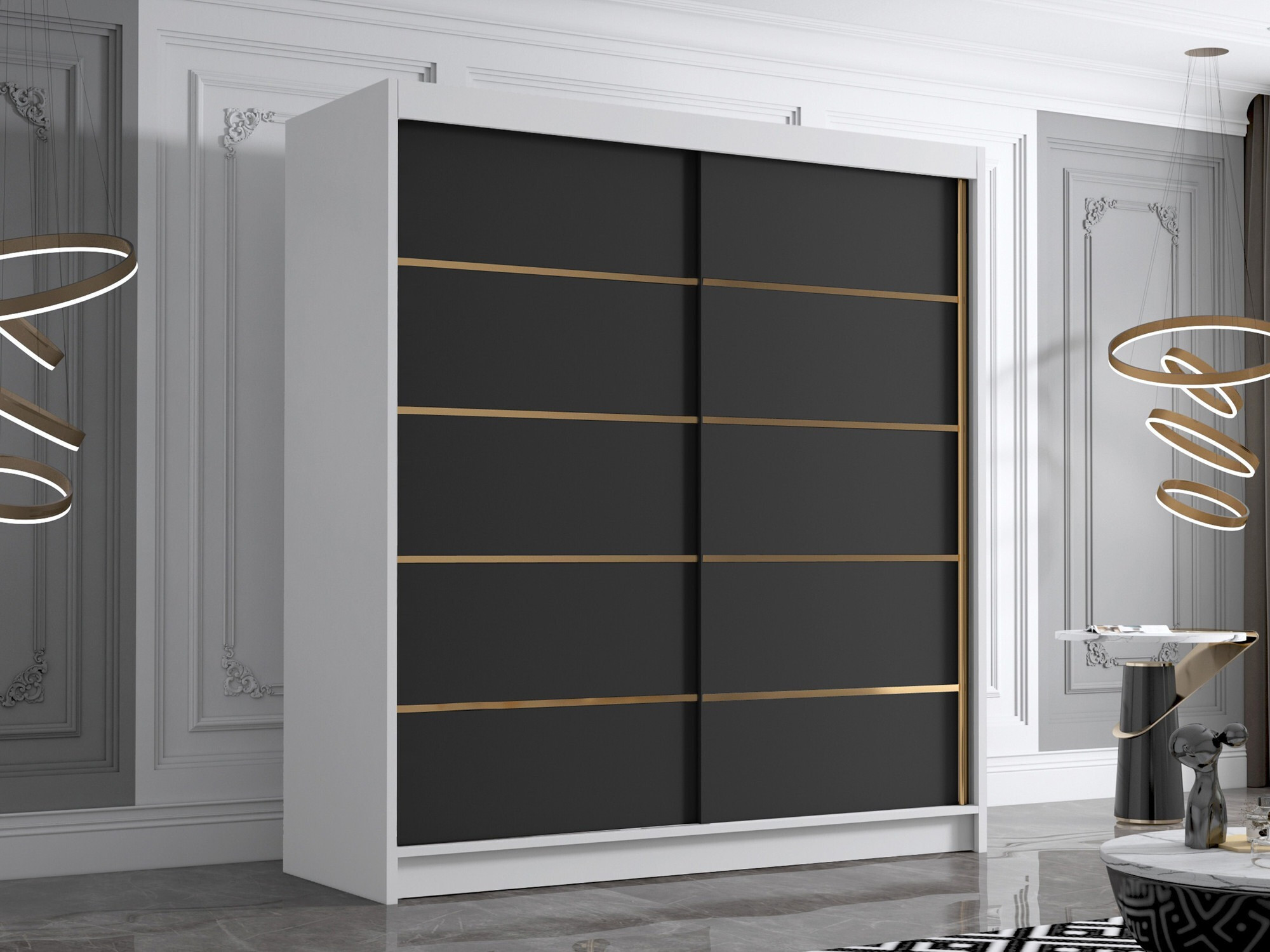 Kledingkast Closico Vallor III (Wit + Zwart)