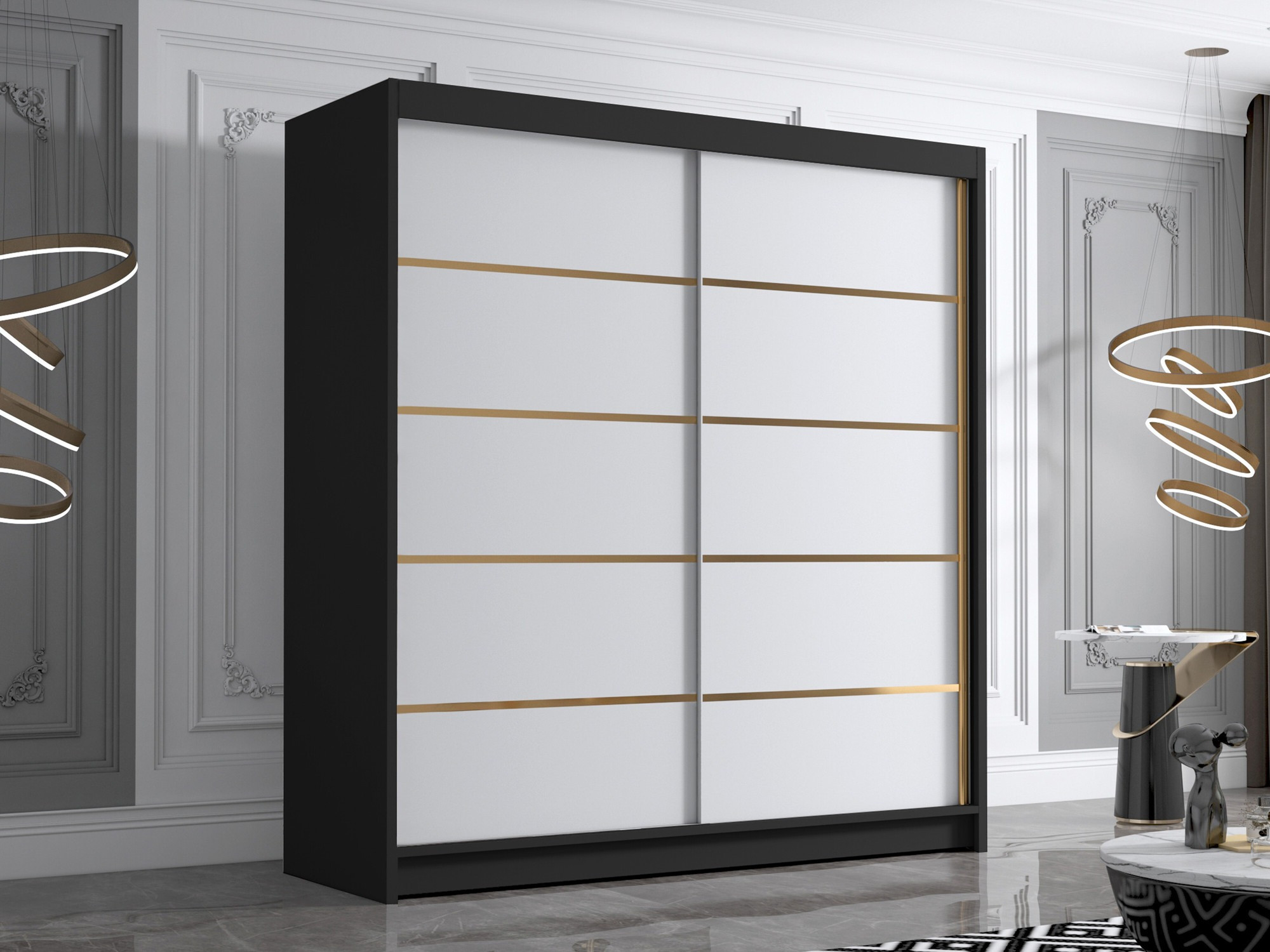 Kledingkast Closico Vallor III (Zwart + Wit)