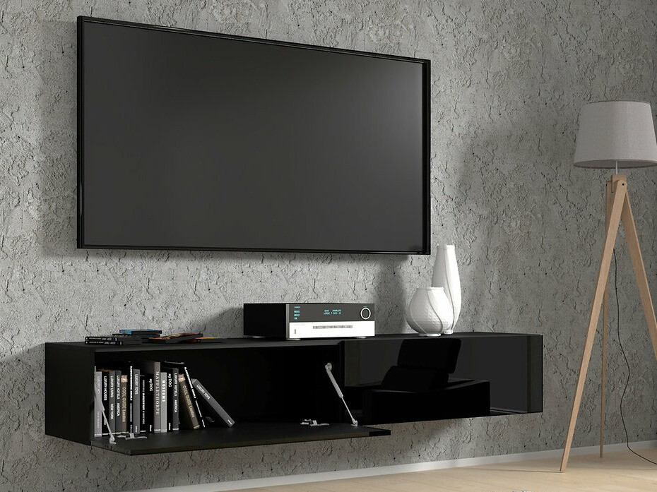 TV-meubel Buffalo 167 (Zwart + Glanzend zwart)