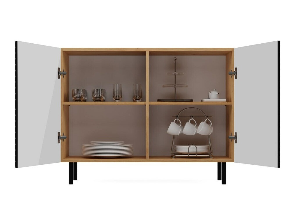 Dressoir Romseru 101 (Zwart + Artisan eiken)