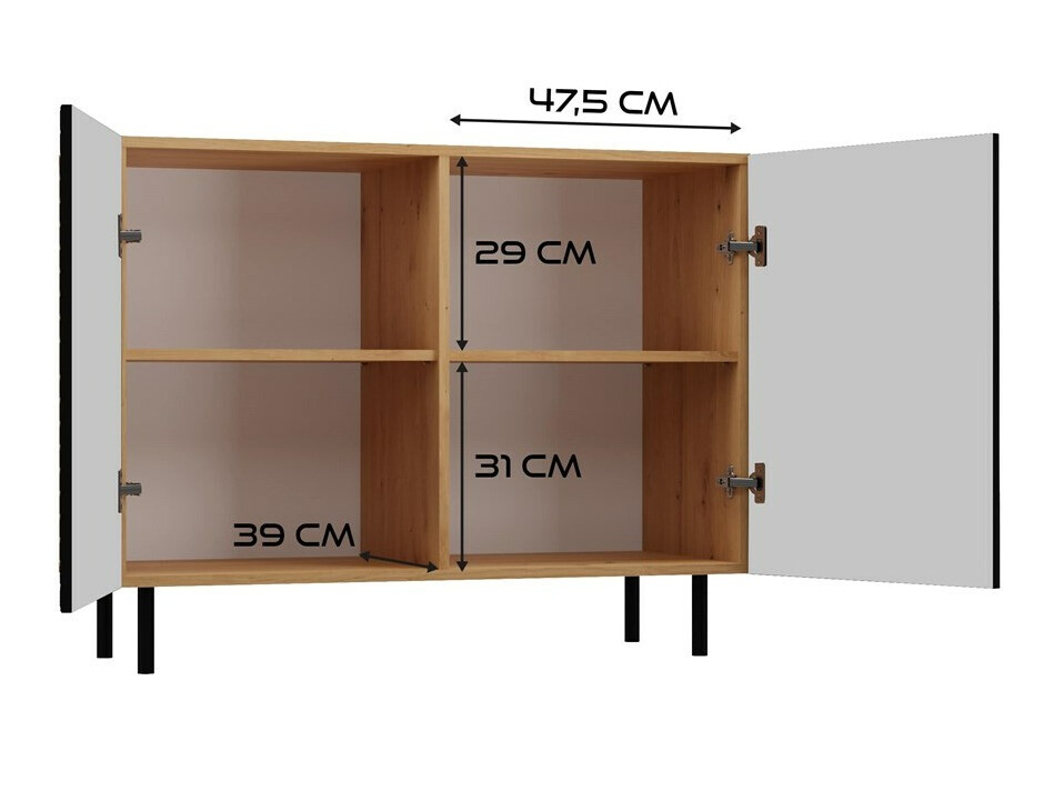 Dressoir Romseru 101 (Zwart + Artisan eiken)
