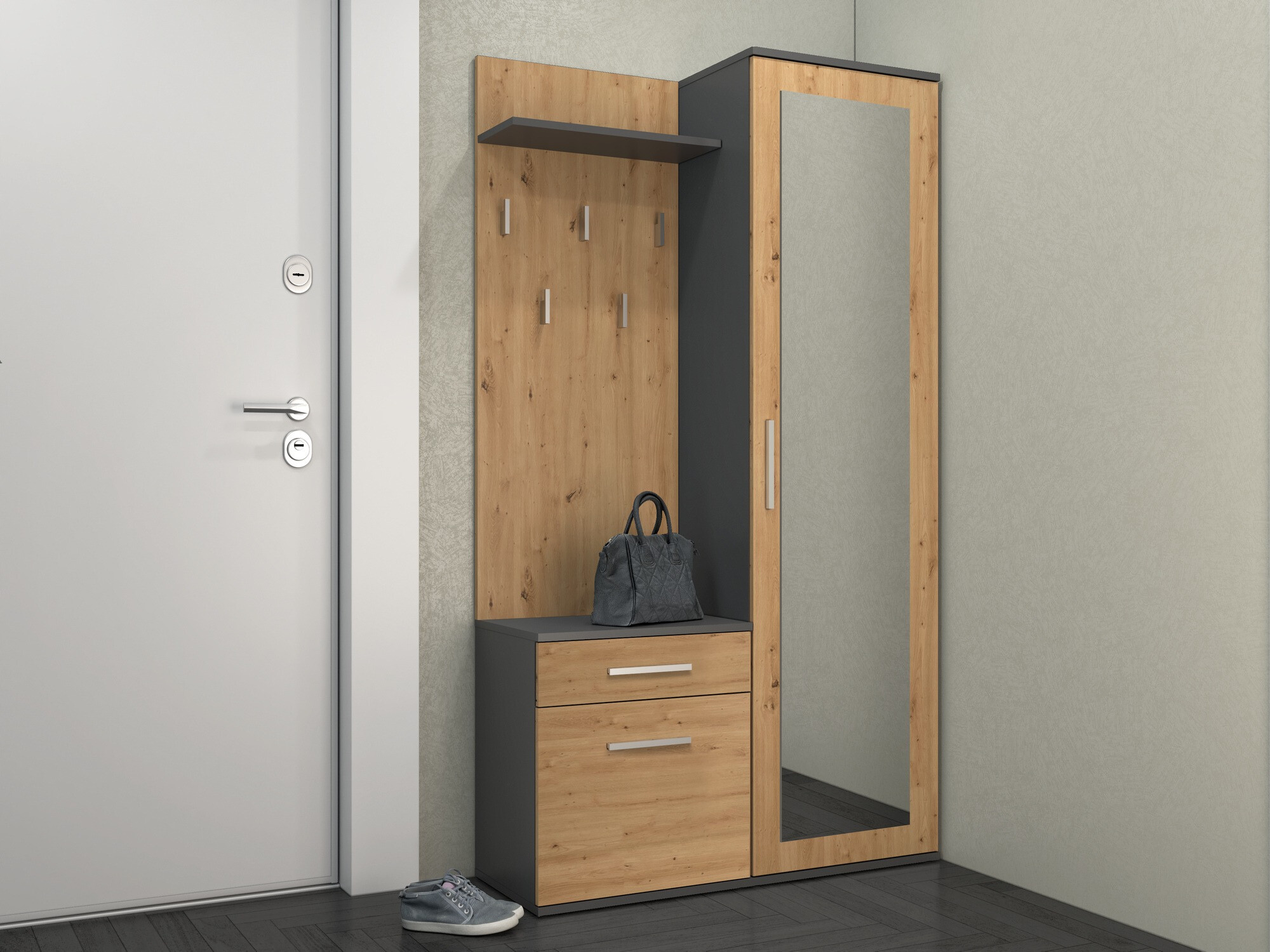 Gangmeubelset Mandeville 126 (Artisan eiken + Antraciet)