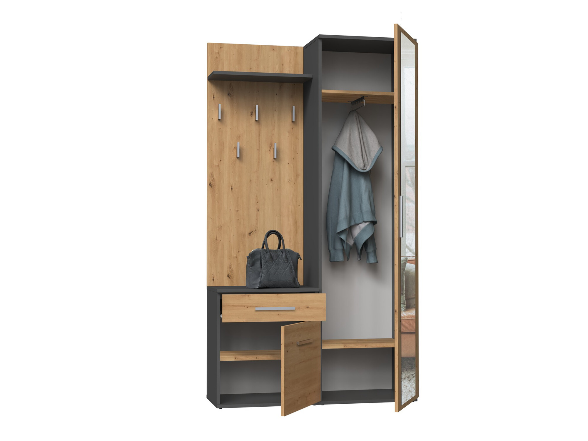 Gangmeubelset Mandeville 126 (Artisan eiken + Antraciet)