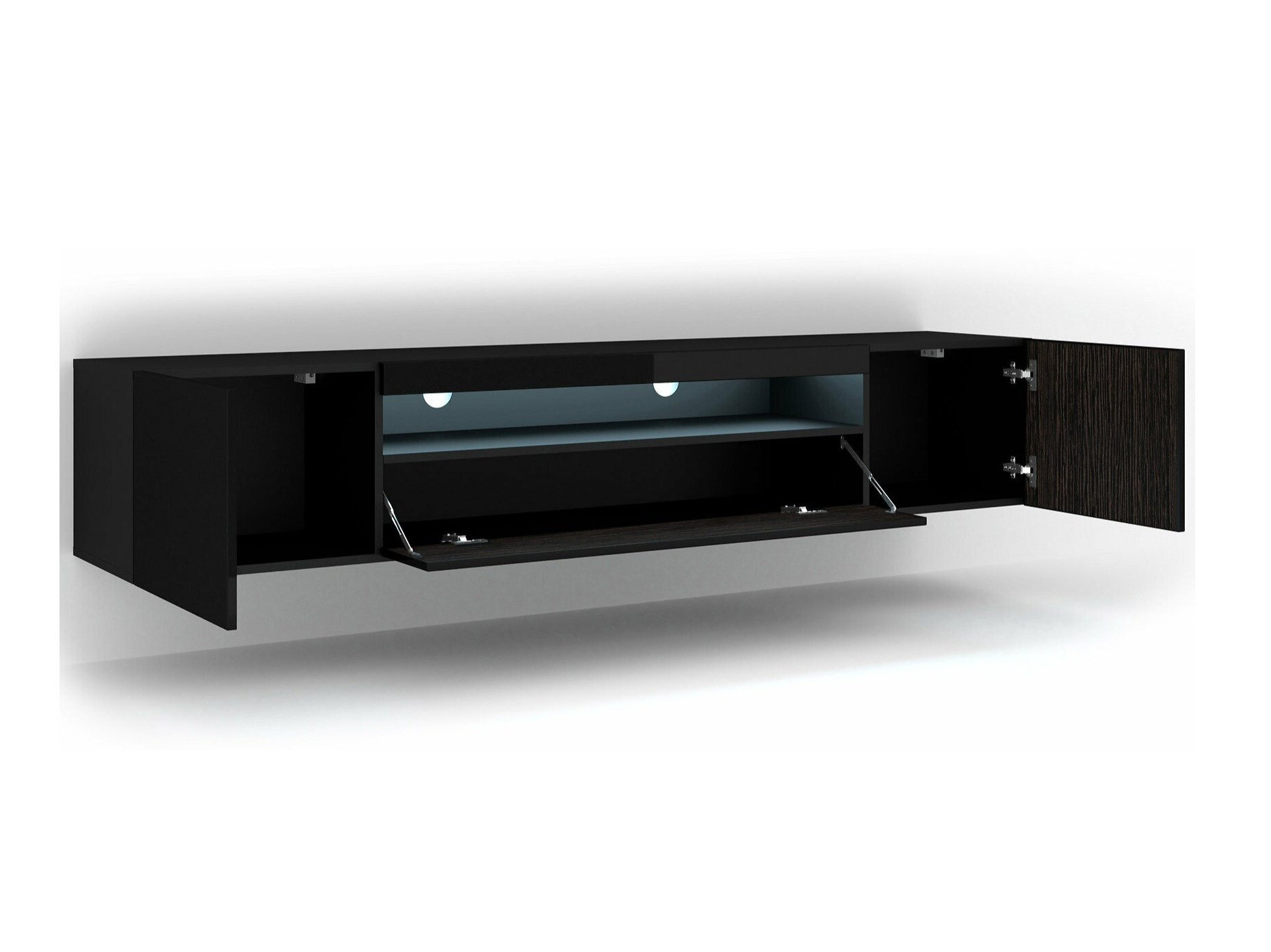 TV-meubel Morteo 104 (Zwart + Glanzend zwart)