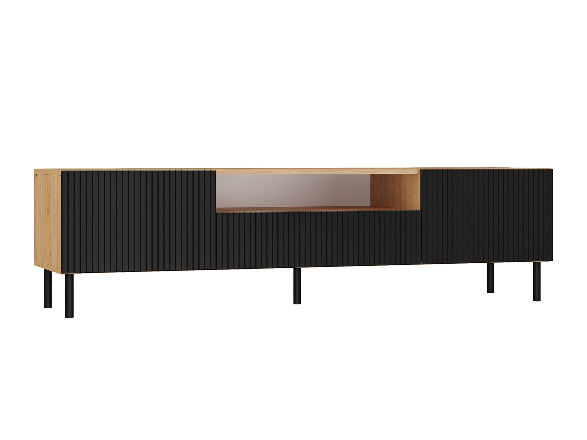 TV-meubel Romseru 105 (Zwart + Artisan eiken)