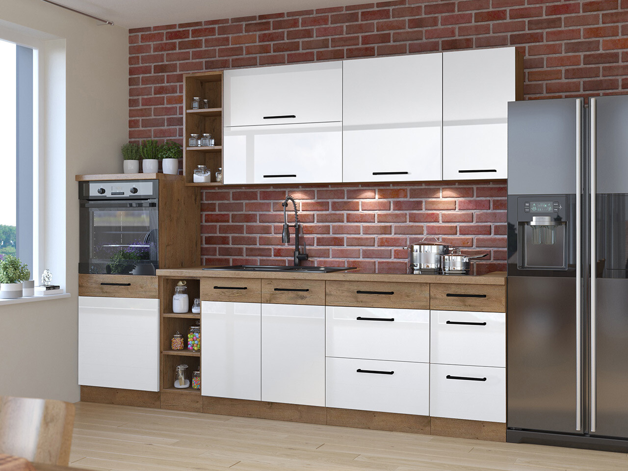 Modulaire keukenset Wood White 136