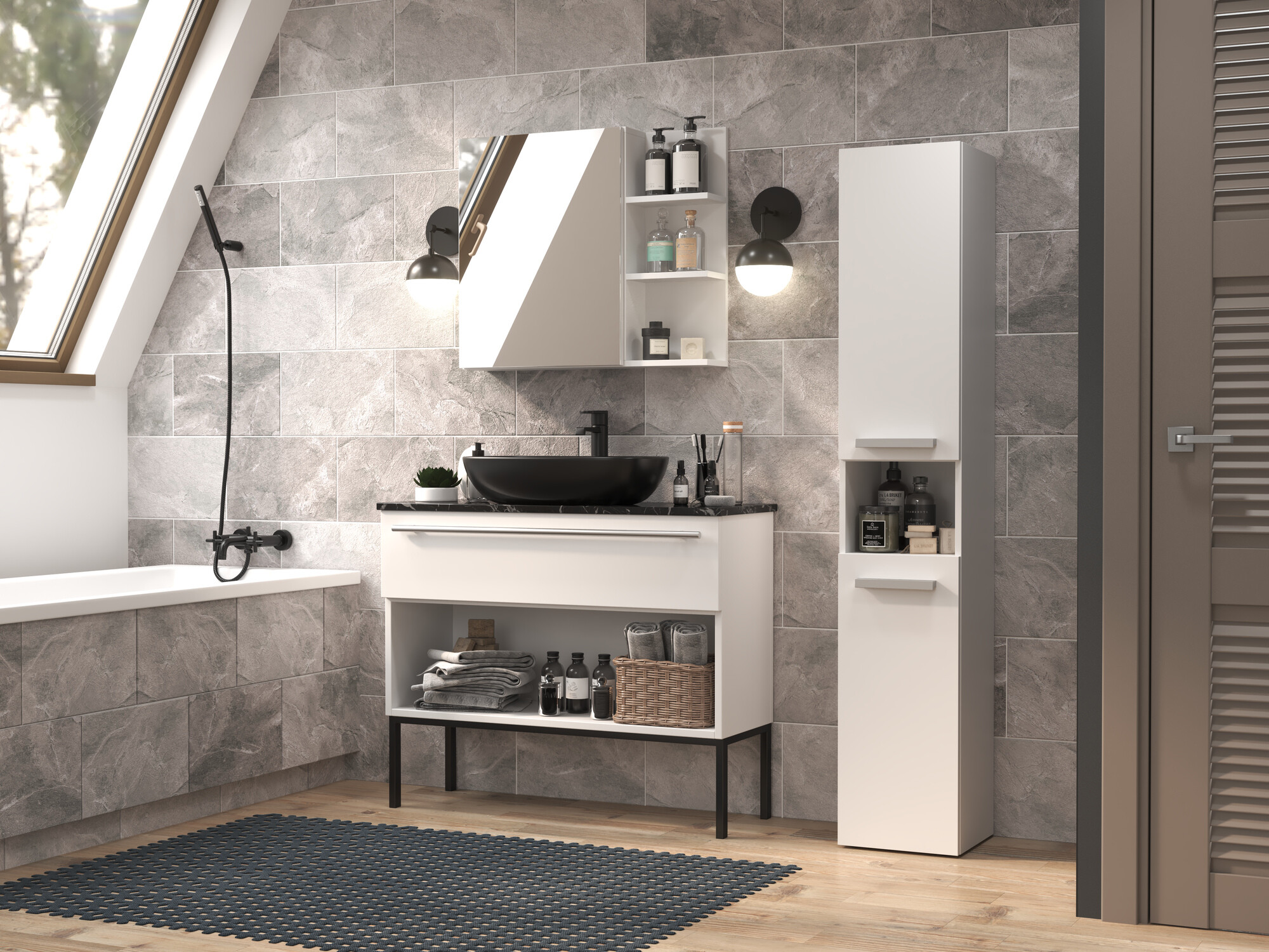 Staand badkamermeubel Nolmaru 104 (Wit)