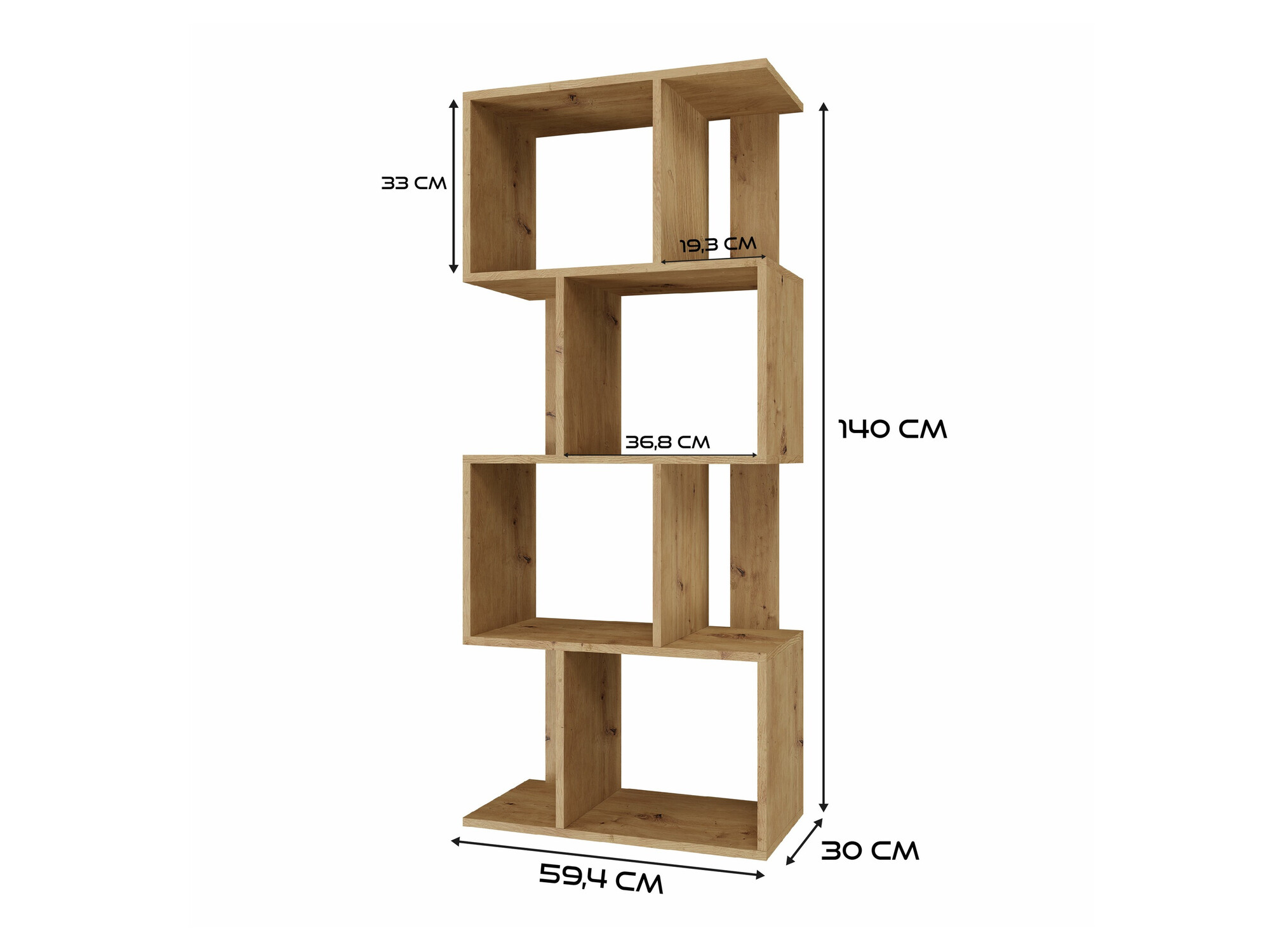 Boekenkast Mandeville 160 (Artisan eiken)