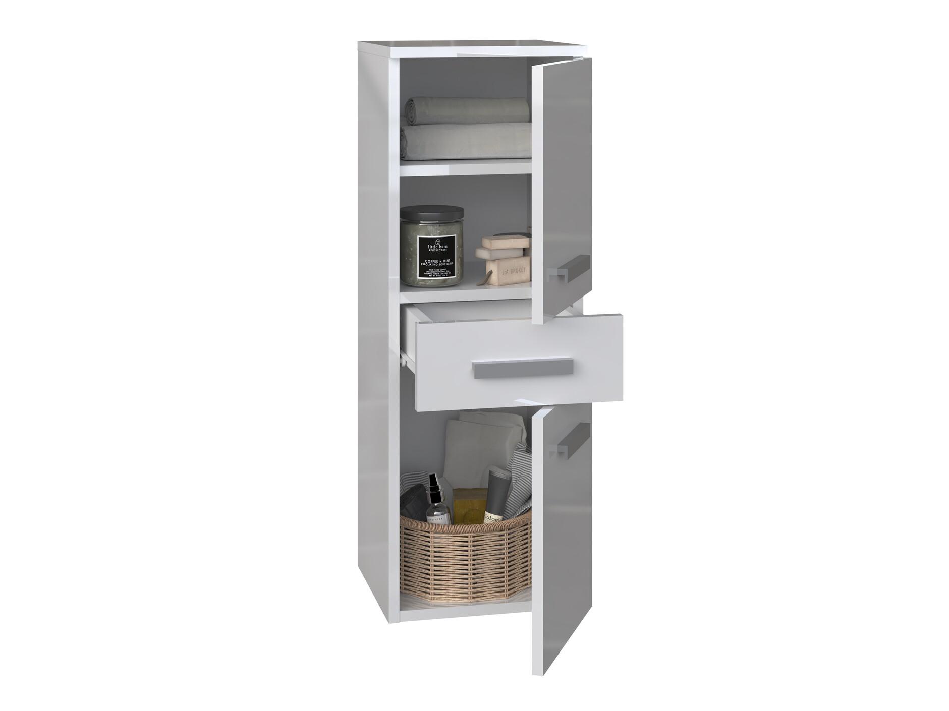 Staand badkamermeubel Nolmaru 108 (Wit + Glanzend wit)