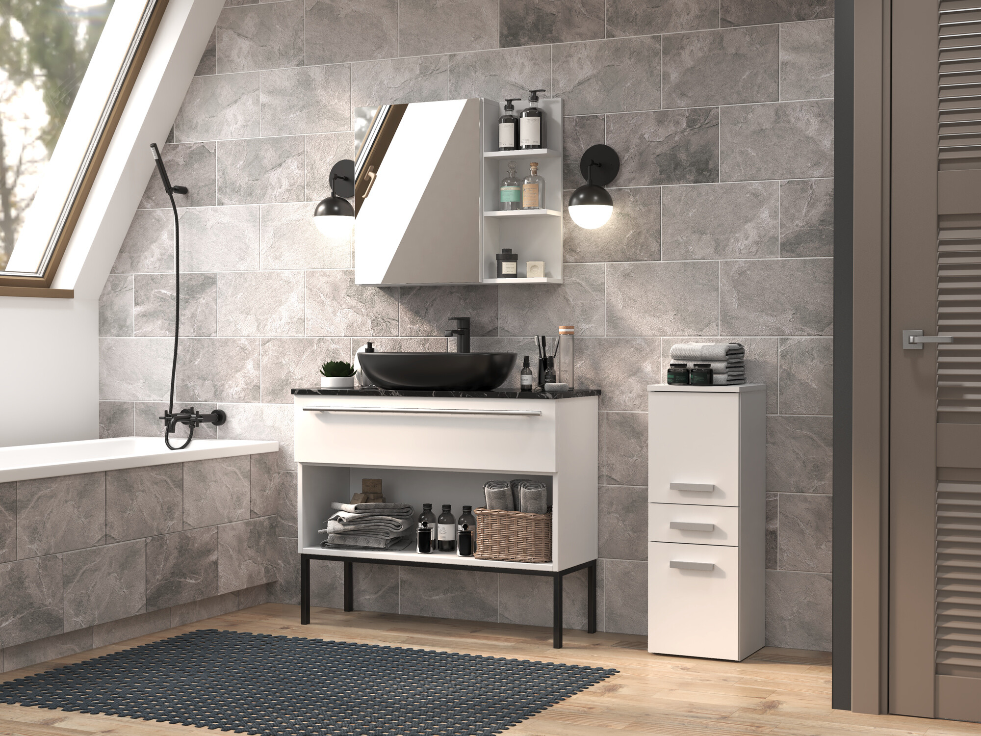 Staand badkamermeubel Nolmaru 108 (Wit)