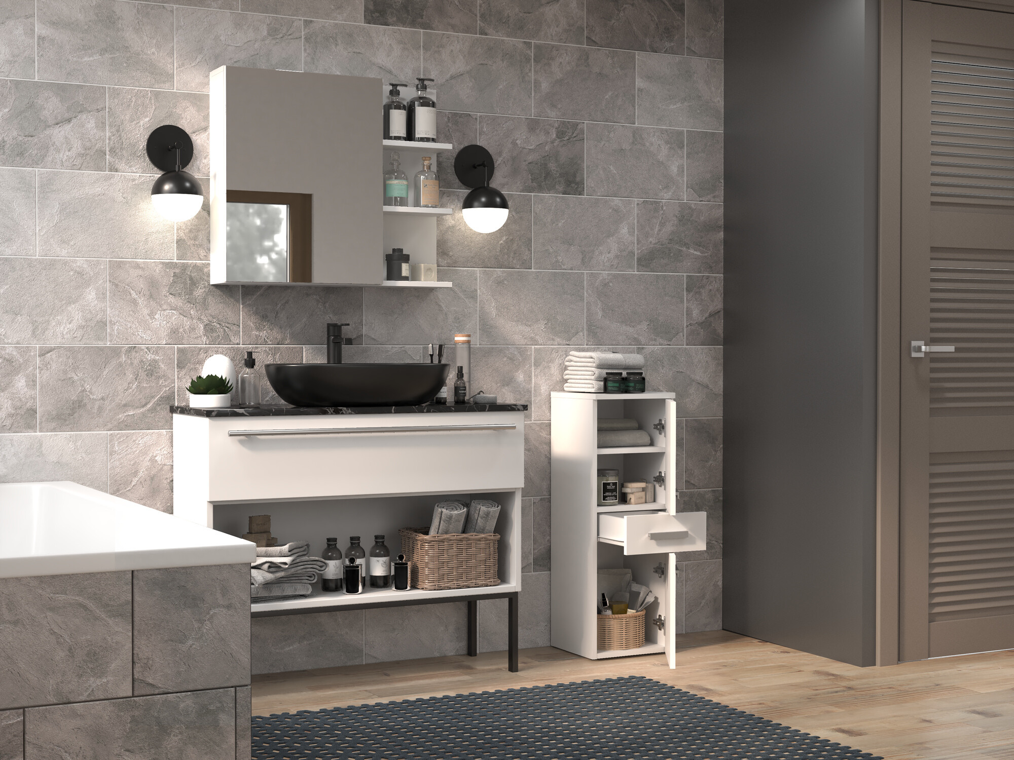 Staand badkamermeubel Nolmaru 108 (Wit)