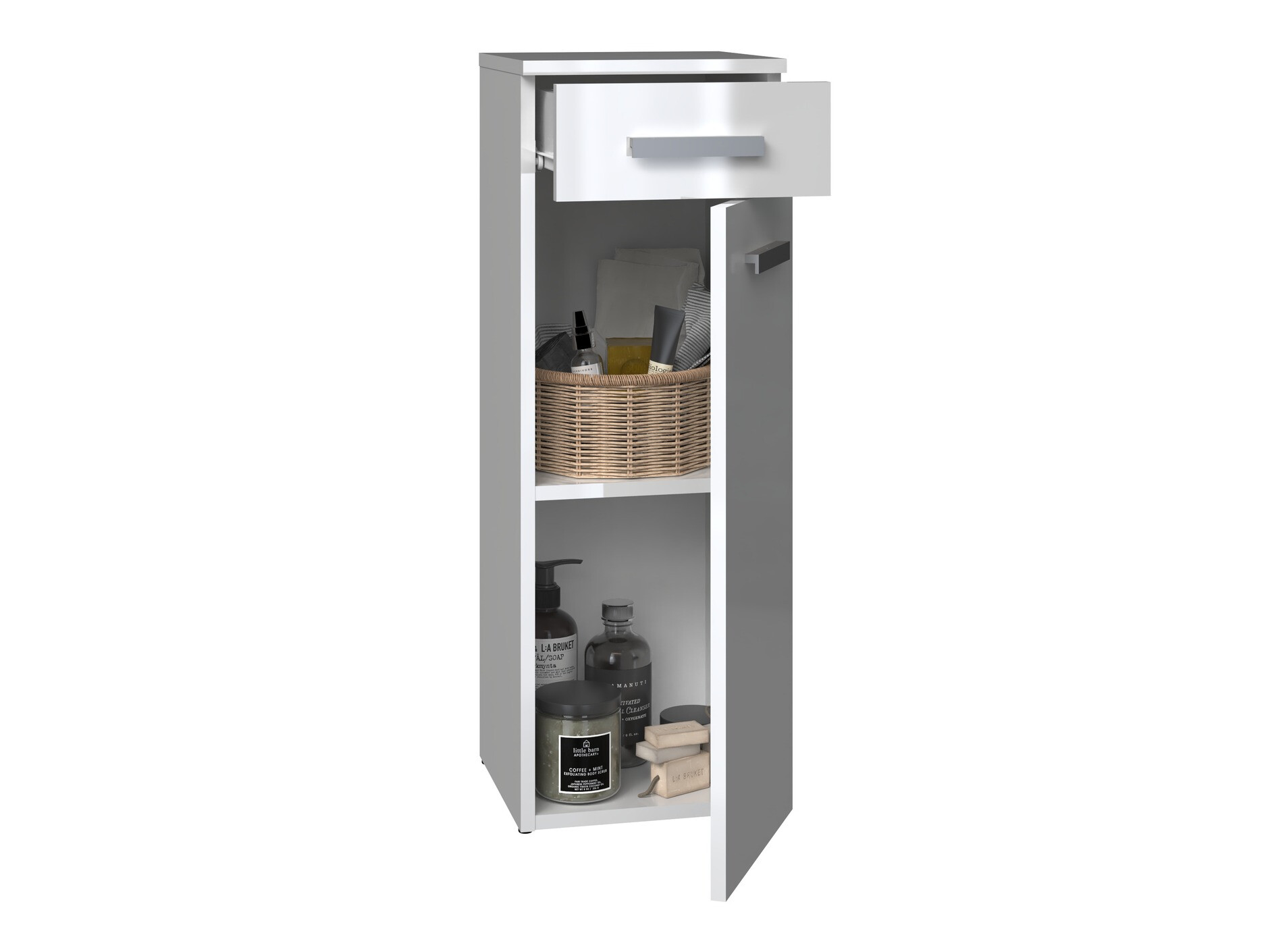 Staand badkamermeubel Nolmaru 109 (Wit + Glanzend wit)