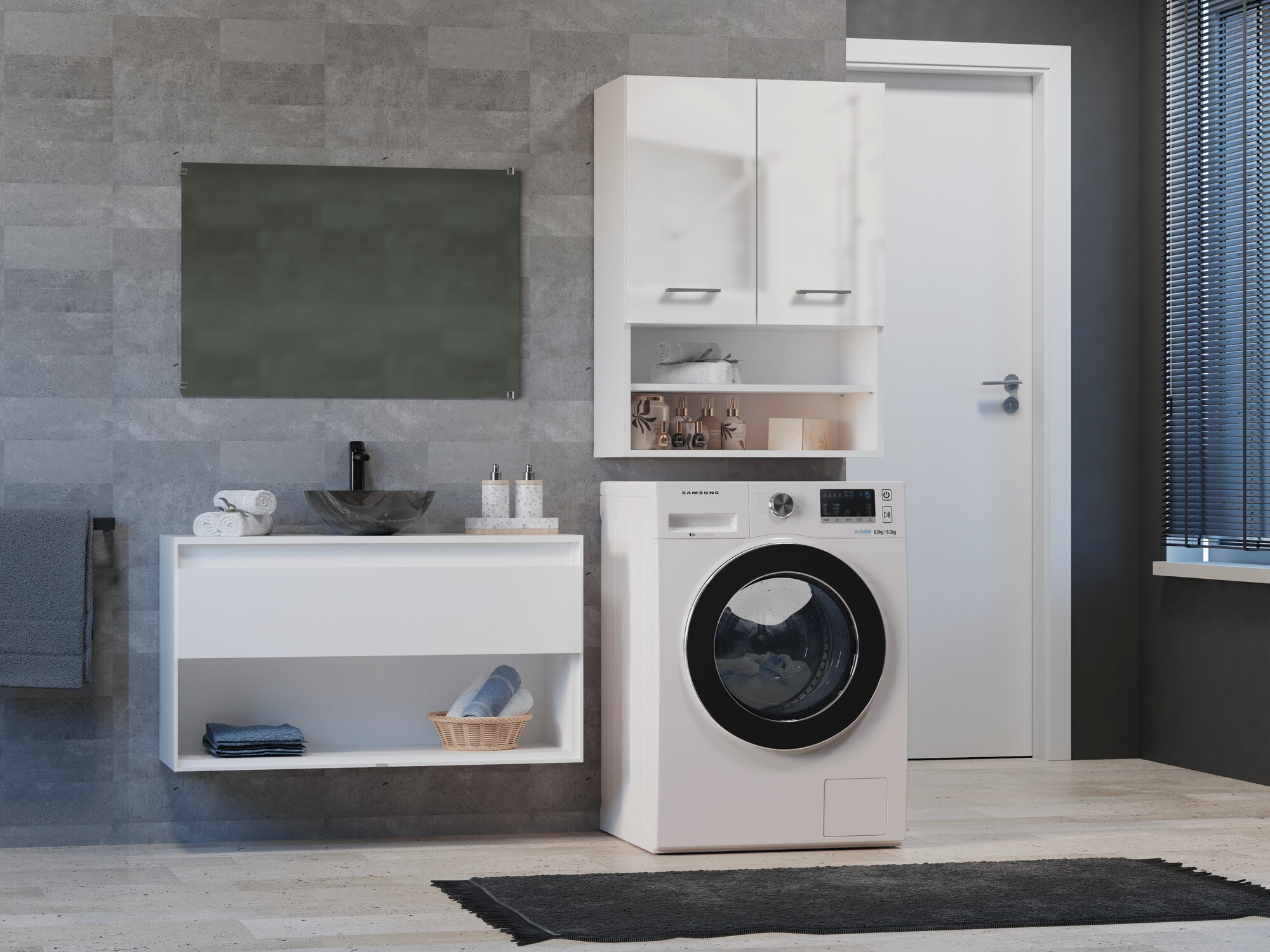 Wand badkamermeubel Balelbo 106 (Wit + Glanzend wit)