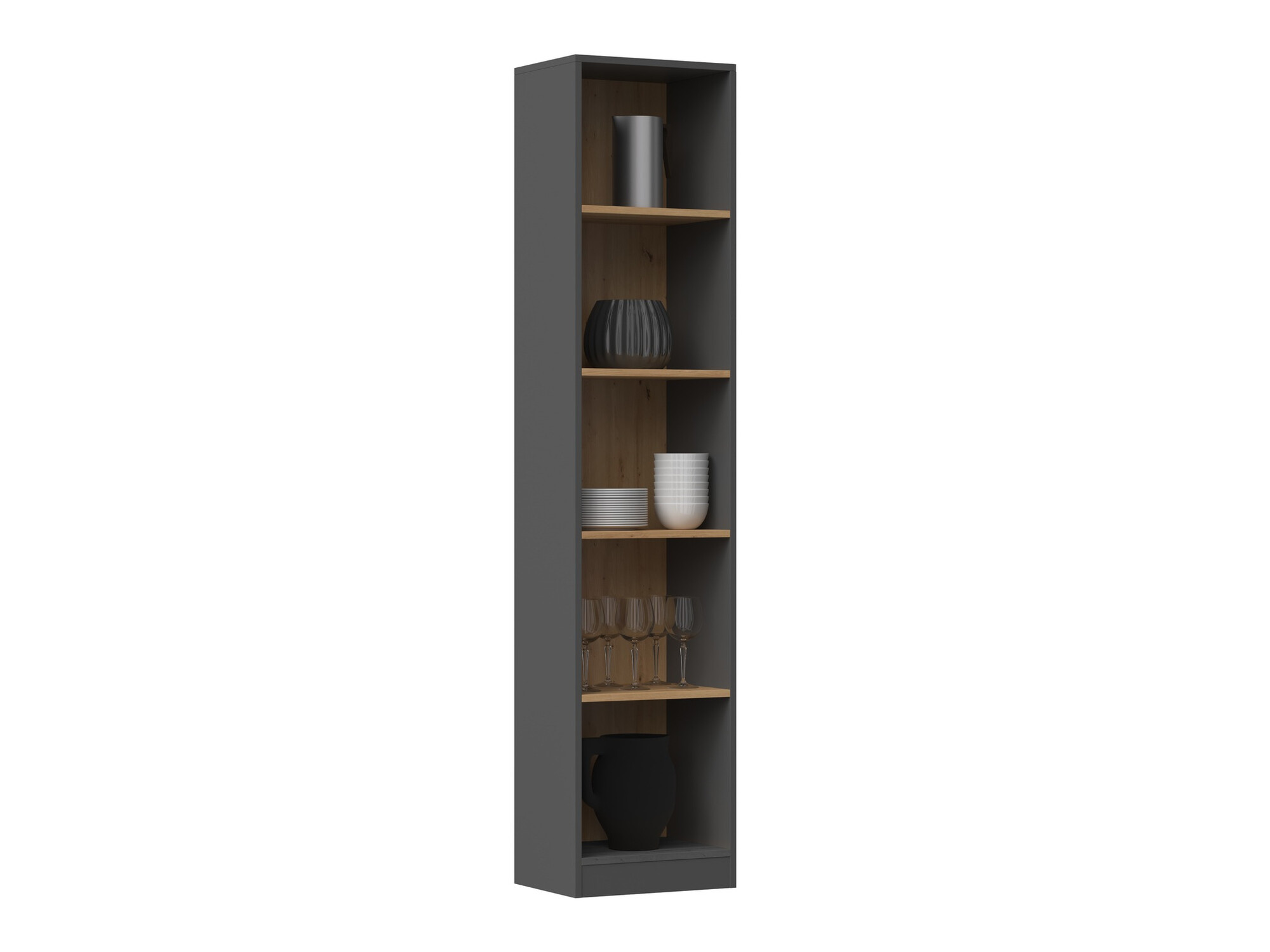 Boekenkast Mandeville 183 (Antraciet + Artisan eiken)