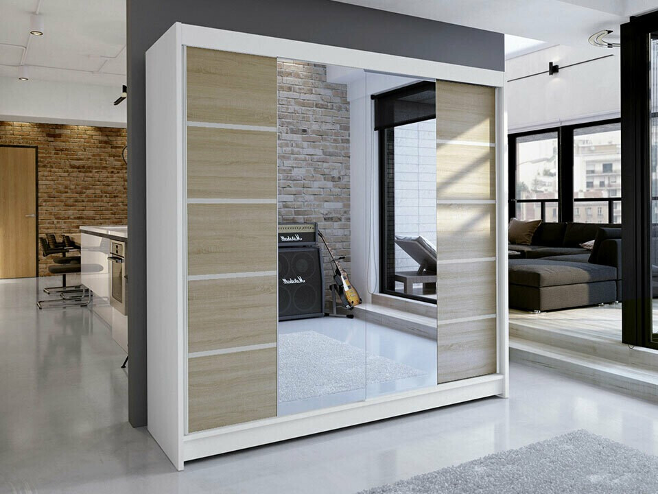 Kledingkast Closico Cavaris V (Wit + Sonoma eik)
