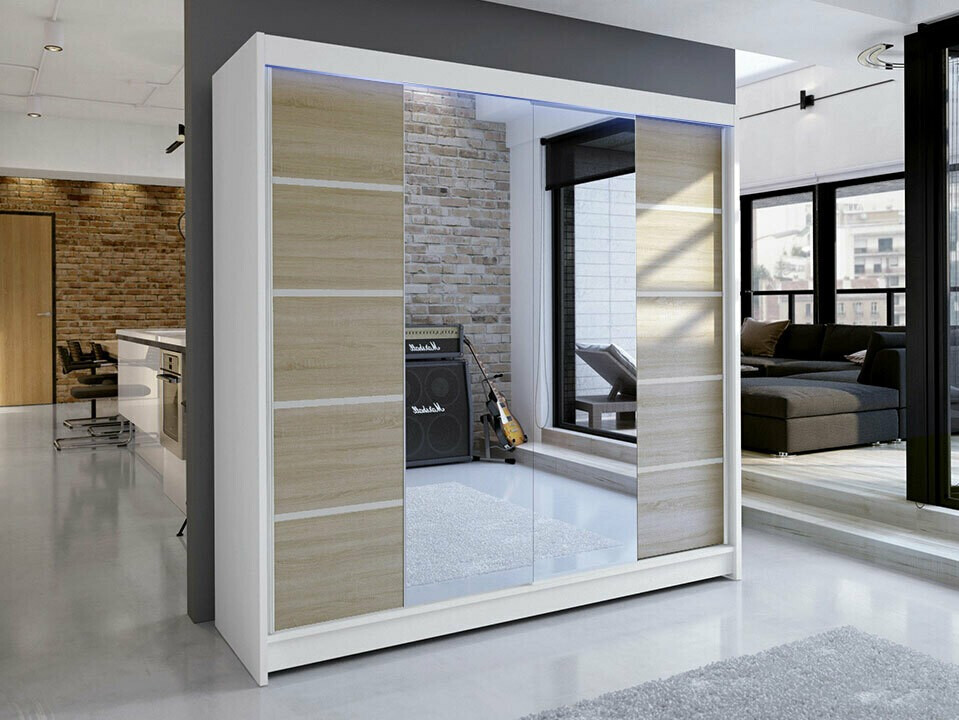 Kledingkast Closico Cavaris V (Wit + Sonoma eik)