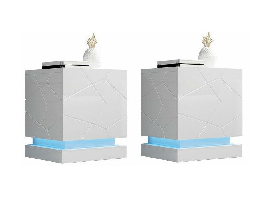 Een set nachtkastjes Linar (Wit + Glanzend wit)