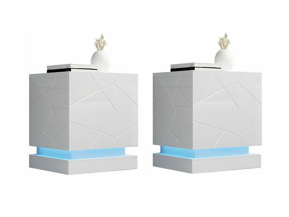 Een set nachtkastjes Linar (Wit + Glanzend wit)