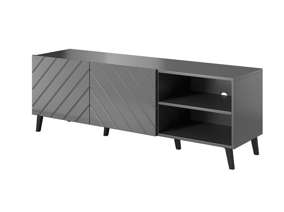 TV-meubel Charlotte 144 (Grafiet + Grafiet glanzend)