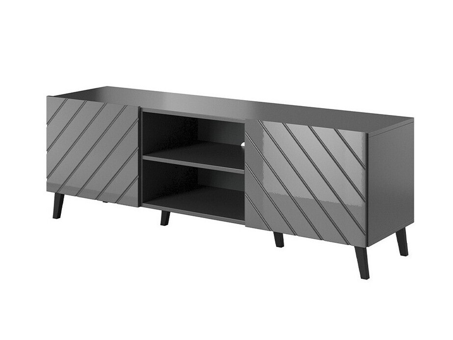 TV-meubel Charlotte 144 (Grafiet + Grafiet glanzend)