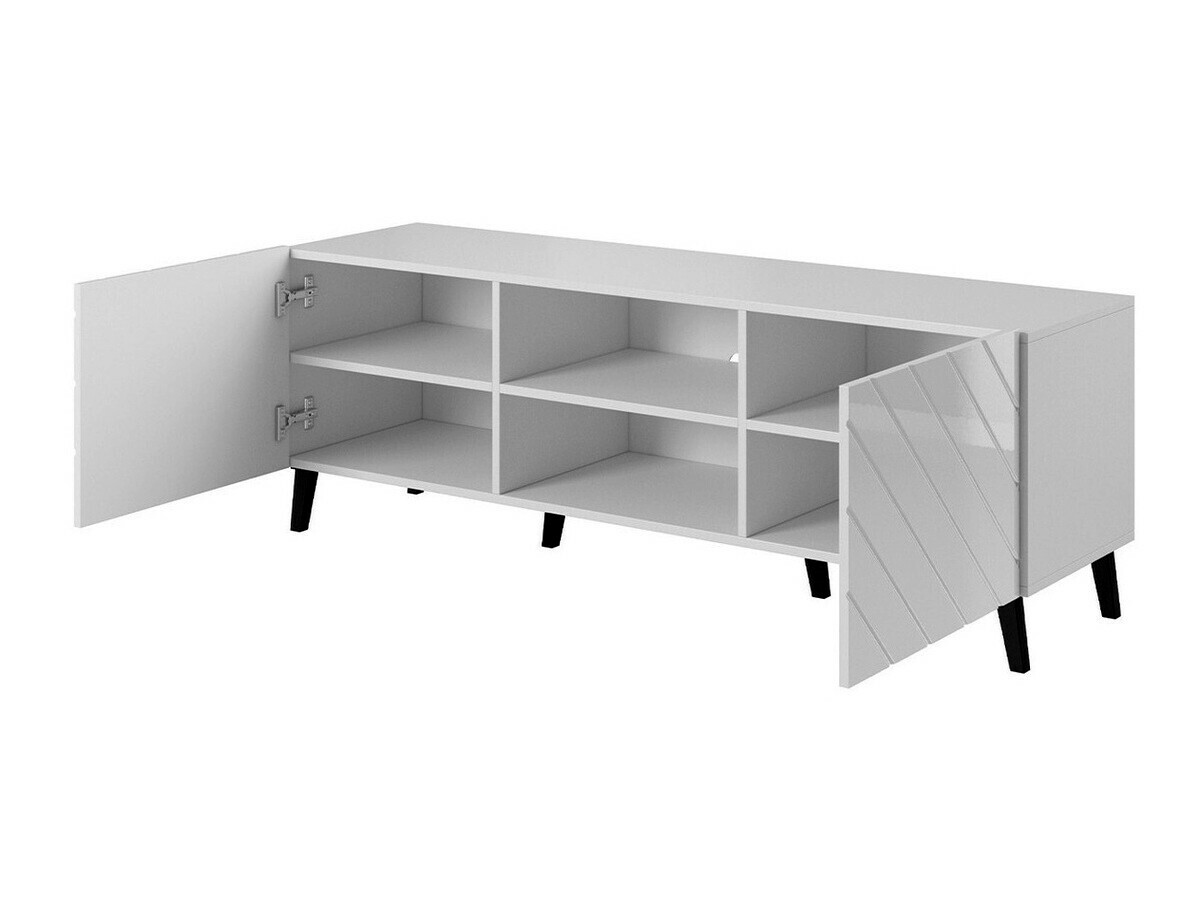 TV-meubel Charlotte 144 (Zwart + Glanzend zwart)