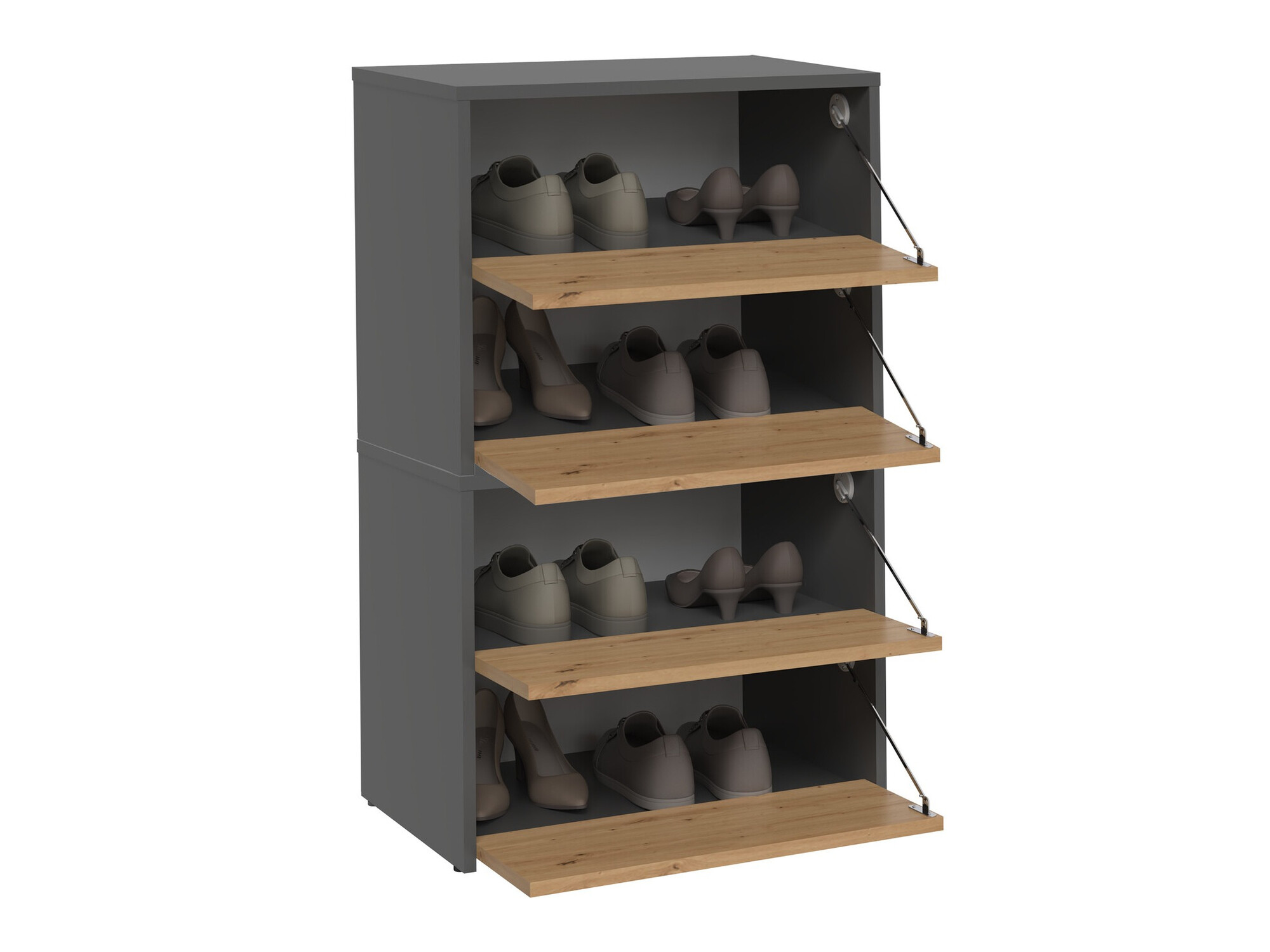 Schoenenkast Mandeville 223 (Antraciet + Artisan eiken)