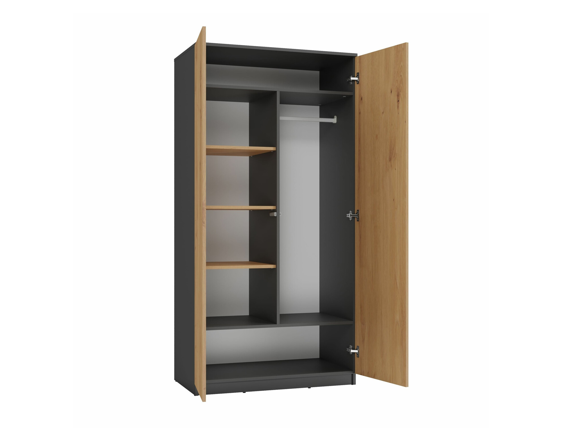 Kledingkast Elbvelu 117 (Antraciet + Artisan eiken)