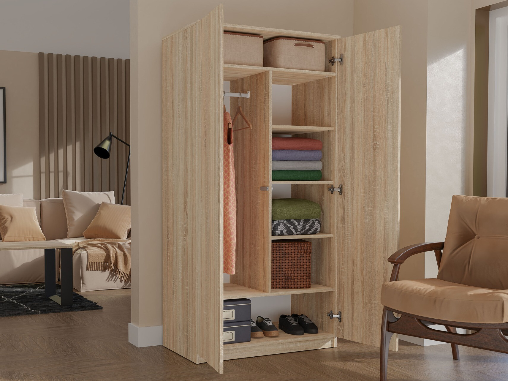 Kledingkast Elbvelu 117 (Sonoma eik)