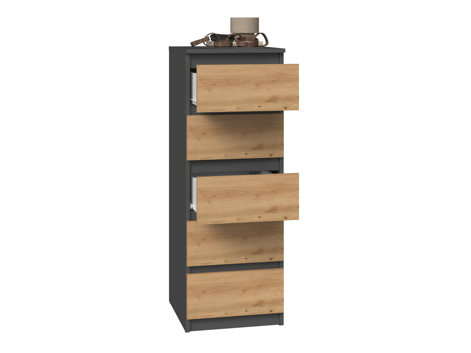 Ladekast Elbvelu 121 (Antraciet + Artisan eiken)
