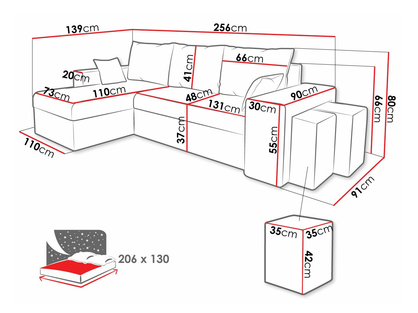 Hoekbank Memphis 129 (Muna 10 + Muna 14)