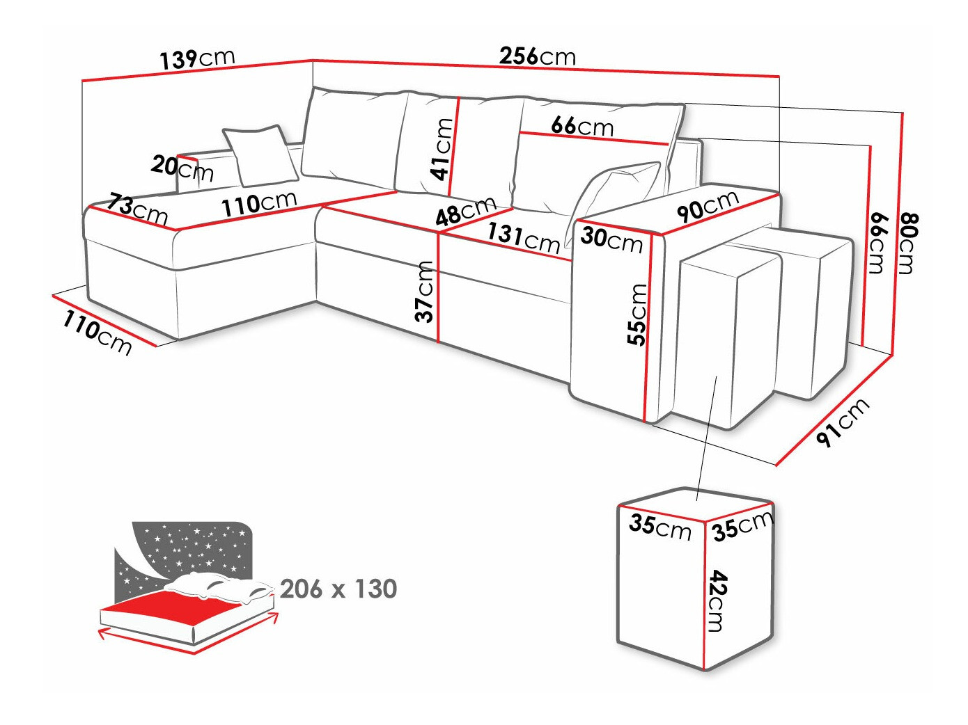 Hoekbank Memphis 129 (Paros 06 + Kronos 07)