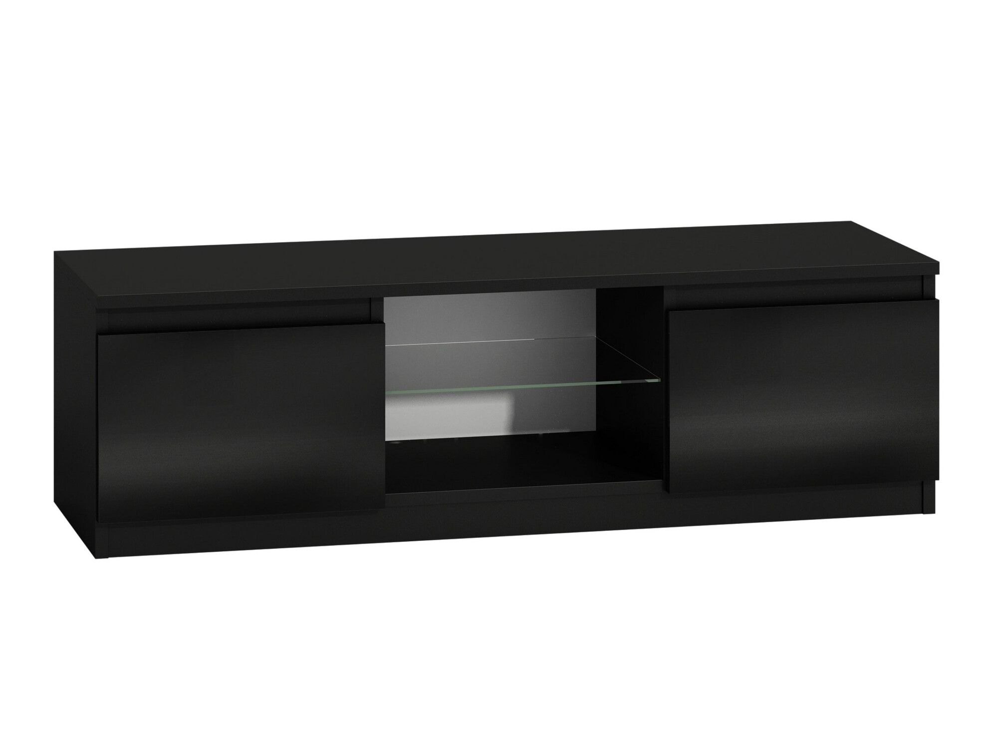 TV-meubel Elbvelu 124 (Zwart + Glanzend zwart)