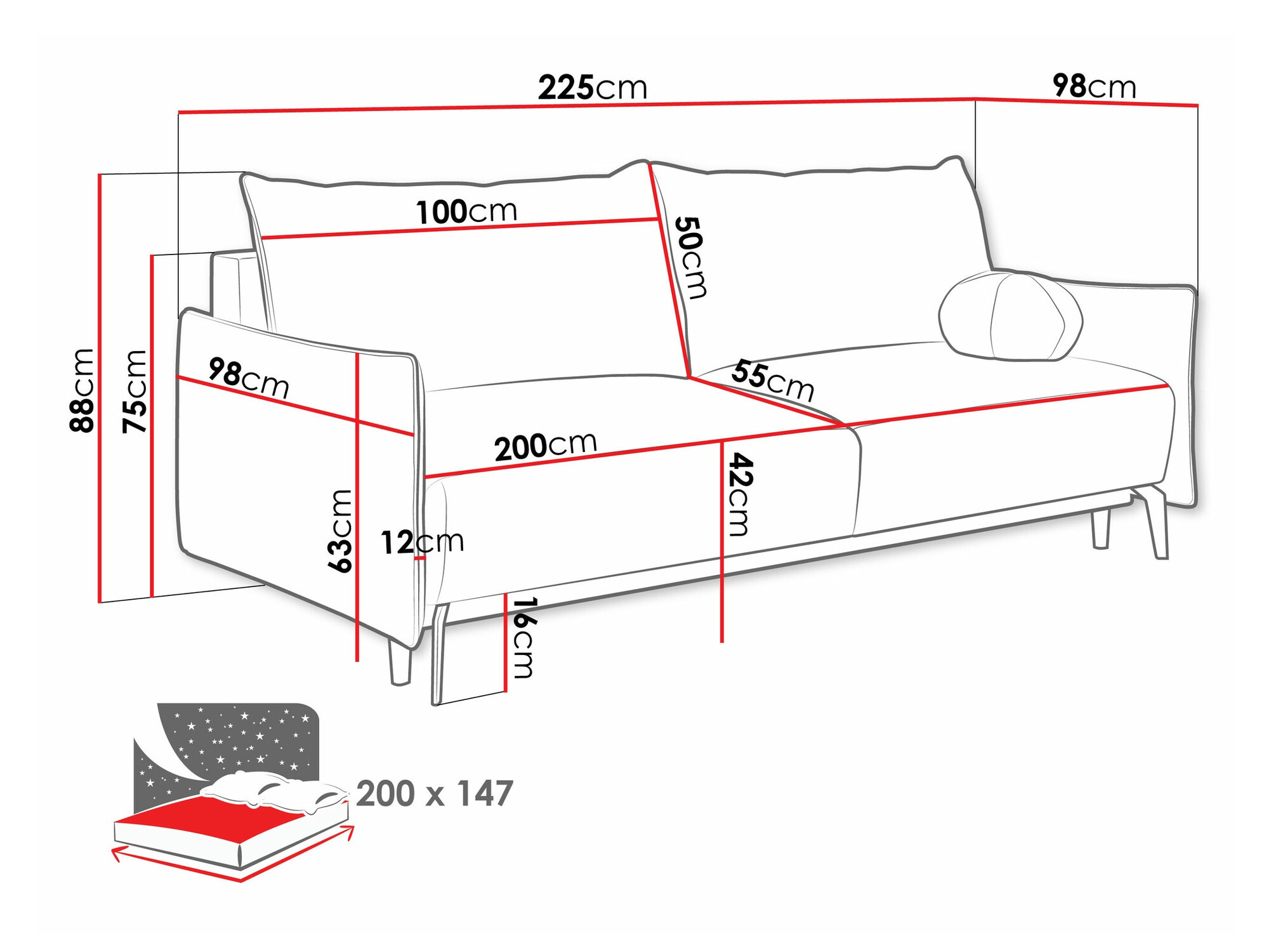 Slaapbank Columbus 216 (Velo 635)