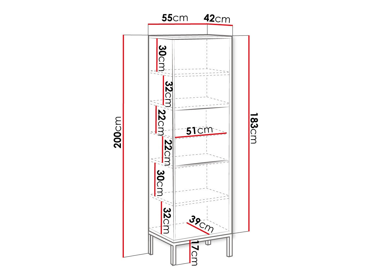 Boekenkast Natar (Wit + Glanzend wit)